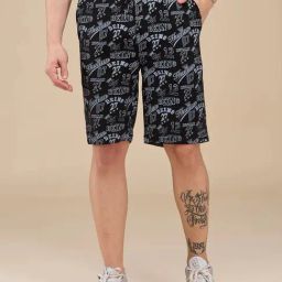 Being Human Black Regular Fit Printed Sports Shorts-image-63