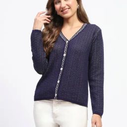 MADAME Navy Self Design Cardigan-24