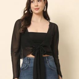 Trend Arrest Black Tie Up Shrug-picture-9