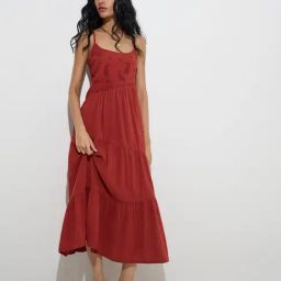 Bombay Paisley by Westside Rust Paisley Design Cotton Tiered Dress-picture-25