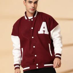 Chkokko Maroon Relaxed Fit Colourblocked Bomber Jackets-image-31