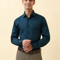Allen Solly Navy Cotton Slim Fit Printed Shirt-picture-5