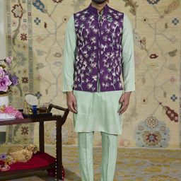 Agrajain Men Regular Beads and Stones Kurta with Trousers-15