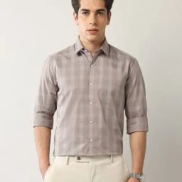 Arrow Brown Slim Fit Checks Shirt-image-15