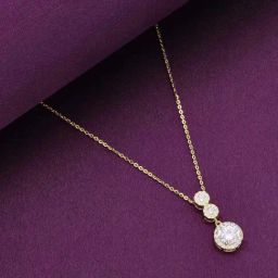 Kai Jewel Sterling Silver Gold Radiant Triple Zircon Drop Casual Necklace-image-79