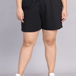 Rute Plus Size Women Solid Pure Cotton Shorts-15