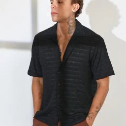 Campus Sutra Black Regular Fit Self Pattern Shirt-picture-39