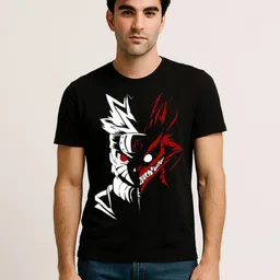 Be Crazy Men Naruto Graphic Printed Round Neck Cotton T-shirt-image-97
