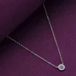 Kai Jewel Sterling Silver Single Circular Diamond Rings Evil Eye Chain Necklace-image-53