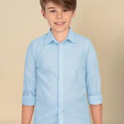 Allen Solly Boys Blue Cotton Polyblend Solid Shirt-image-14