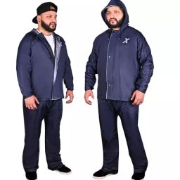 Allextreme Free Size Blue Color Hooded Design Waterproof Polyester Rain Coat for Men, MR07-picture-20