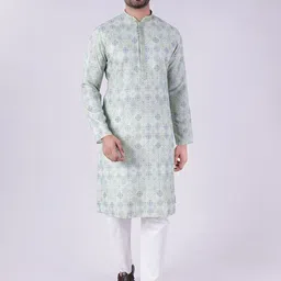 AURIK Men Floral Printed Regular Kurta with Pyjamas-picture-8
