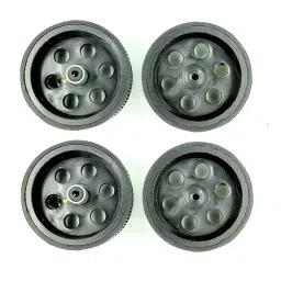 Invento 95mm x 40mm Plastic Robotic Wheel Durable Rubber Black Tire Wheel-19