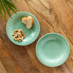ExclusiveLane Sea Green Ceramic Hand Glazed Microwave Safe Pasta Plate - Set of 2-image-37