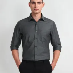 Arrow Dark Grey Cotton Regular Fit Printed Shirt-image-45