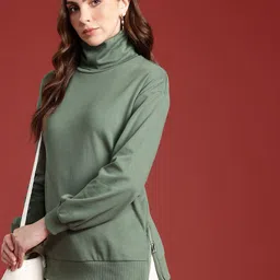 all about you Long Sleeves Pure Cotton Turtle Neck Sweatshirt-image-14