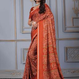 STAVA CREATION Ajrak Block Saree image 4