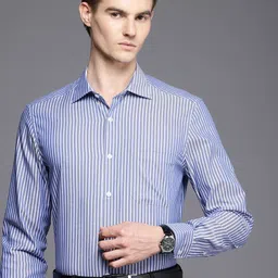 Louis Philippe Pure Cotton Classic Fit Opaque Striped Formal Shirt-picture-48