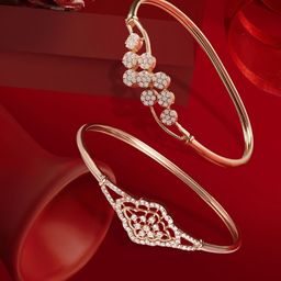 Zaveri Pearls Set Of 2 Rose Gold-Plated Cubic Zirconia Kada Bracelet-image-45