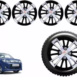 Auto Pearl CSDC26 R13 33.02 cm (13 Inch) PPress Type Wheel Hubcap with Retention Ring Glossy White Black Wheel Cover for Maruti Wagon R LXI Petrol (Set of 4)-image-29