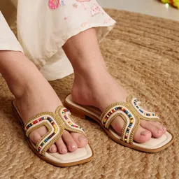 CAI Women Multi Coloured Beaded Flat-3