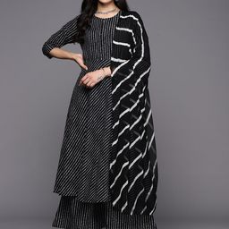 Varanga Printed Empire Pure Cotton Kurta With Palazzos & With Dupatta-image-84