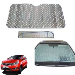 Auto Pearl F57 Dashboard Sun Shade Cover with Suction Cup for Tata Bolt (Grey)-37