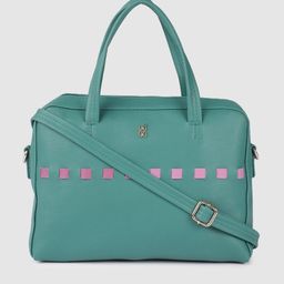 Baggit Teal Green Solid Structured Handheld Bag-32
