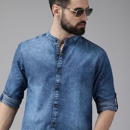 Roadster Men Blue Standard Casual Cotton Denim Shirt-image-78