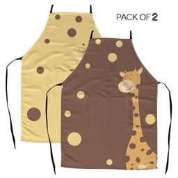 Right Gifting Satin Apron For Kids With Adjustable Waist & Centre Pocket Pack of 2- Multicolor-6