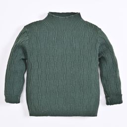 Kookie Kids Full Sleeves Solid Sweater - Green-image-44