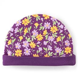 Babyhug 100% Cotton Knit Floral Print Cap - Purple-image-47