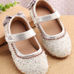 Babyoye Plaid Pearls Velcro Closure Bellies - White-image-55