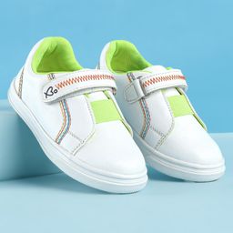 Babyoye Velcro Closure Casual Shoes with Logo Print - White-image-64