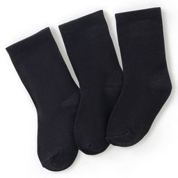 Honeyhap Cotton Bamboo Below Knee Length Socks with Bio Finish Solid Color Pack of 3- Black-image-23