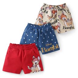 Babyoye Disney Cotton Knit Knee Length Shorts with Smocking & Bambi Print Pack of 3  - Multicolour-picture-26
