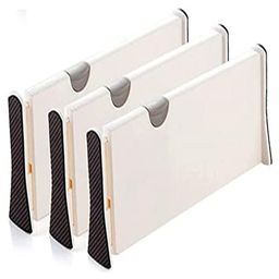 House of Quirk Plastic Drawer Dividers Organizer 3 Pack, Adjustable Separators 4" High Expandable From 149-21" For Bedroom, Bathroom, Closet, Clothing, Office, Kitchen Storage (3Pack), Black-11