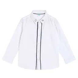 MINI KLUB Cotton Full Sleeves Space Theme Embroidered Shirt - White-picture-43