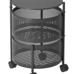 TEX-RO Kitchen Trolley with Wheels Kitchen Organizer Items and Storage Solutions for Round Kitchen Organizer and Kitchen Accessories Items Round Layer 2 - Black-image-52