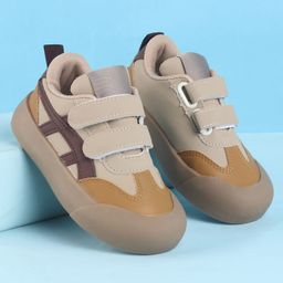 Babyoye Casual Shoes with Velcro Closure & Color Block Design - Beige-image-39