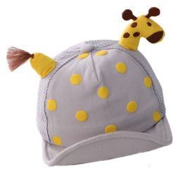 Ziory Cotton Giraffe Applique Detailed Polka Dots Designed Cap - Grey-image-35