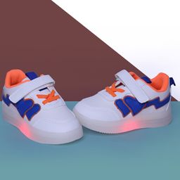 FEETWELL SHOES Heart Patch Embroidered LED Shoes With Velcro Closure - White-image-65