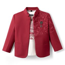 Dapper Dudes Full Sleeves Abstract Printed Blazer With Tee - Maroon-image-41