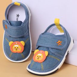 Cute Walk By Babyhug Casual Shoes with Velcro Closure Mesh & Lion Patch - Blue-image-58