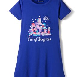 Pine Kids Cotton Knit Half Sleeves Nighty With Text Print - Blue-picture-10