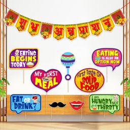 Zyozi MultiColor Shubh Annaprashan Banner & Photo Booth Props -Set Of 10-picture-14