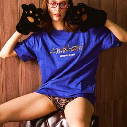 Bonkers Corner Women Looney Tunes Graphic Printed Round Neck Cotton Oversized T-shirt-image-94
