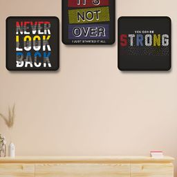 Aura Black & Red 3 Pieces Motivational Quotes Printed Wooden Wall Art-24