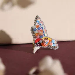 KALAKARI Handmade Kundan Studded Adjustable Finger Ring-53
