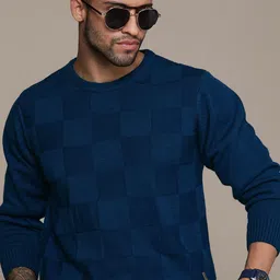 Roadster Men Checked Pullover Sweater-picture-47